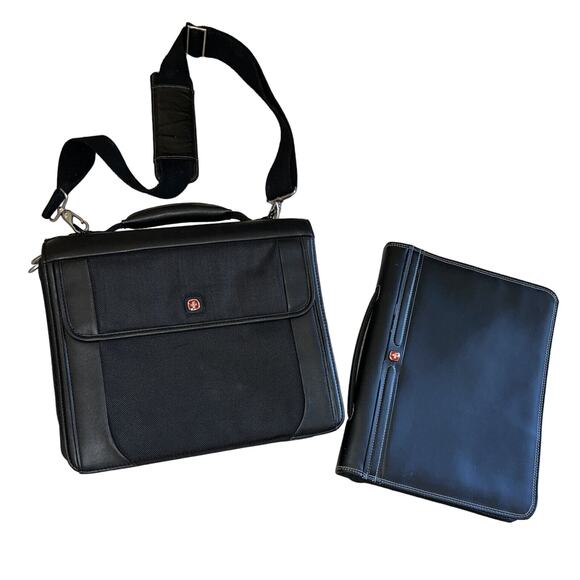 Wenger Swissgear Black Briefcase Portfolio Bag & Organizer Combo! Lot of 2 - Picture 1 of 12